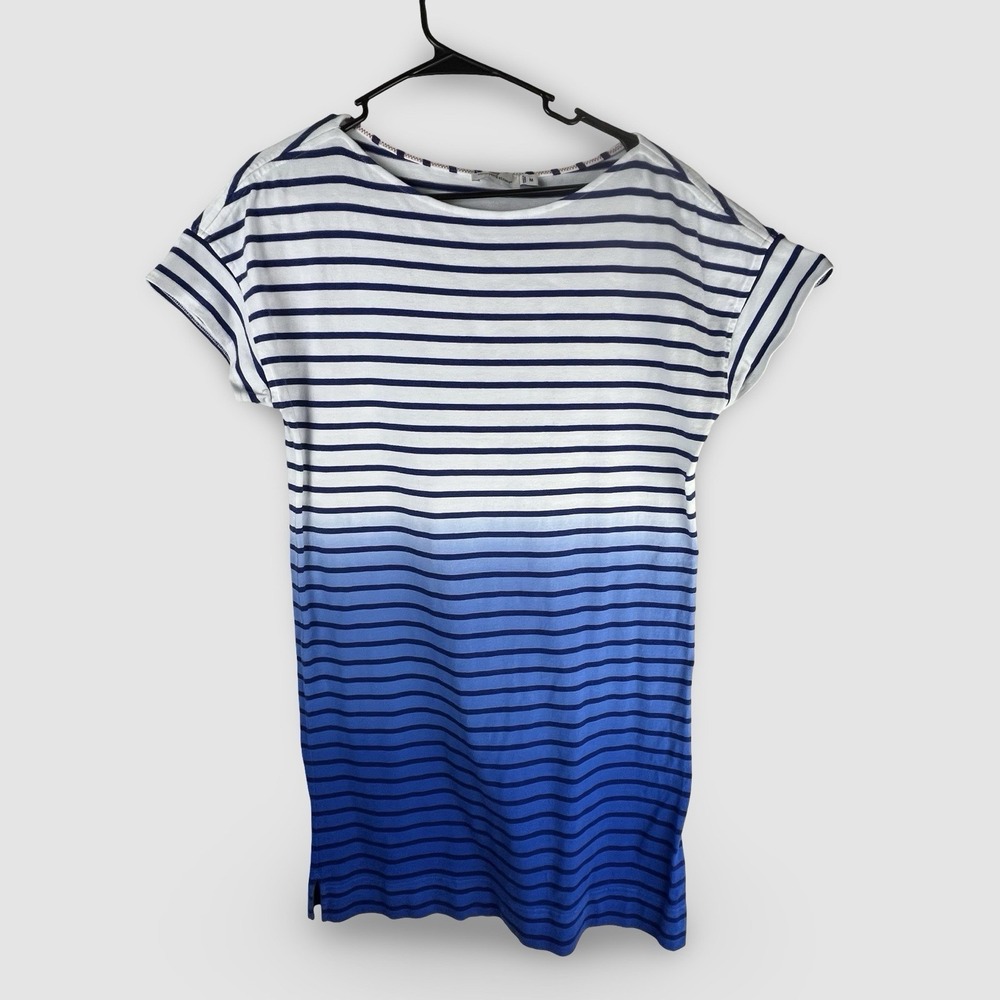 Vineyard Vines T Shirt Dress Medium Blue Ombre Stripe Short Sleeve Preppy Coast